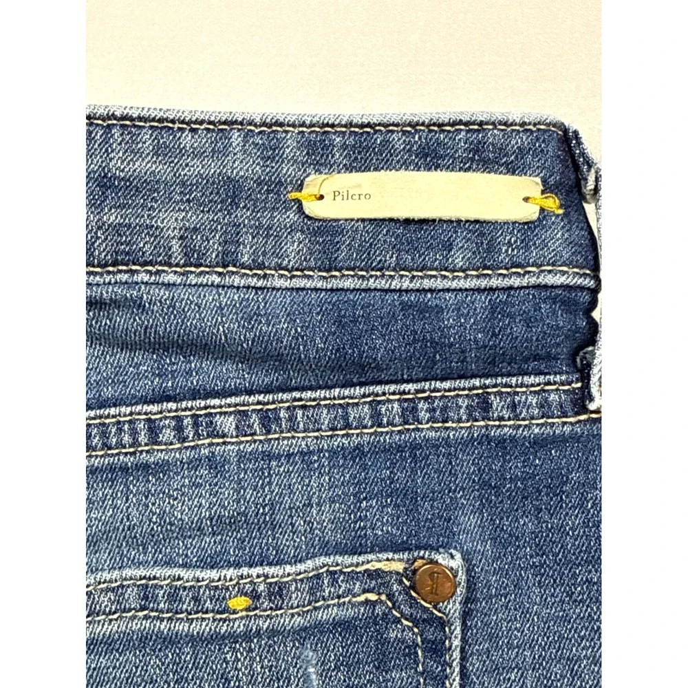 Pilcro Denim Shorts Womens 30 Blue Raw Hem Mid Rise Stretch - Picture 5 of 7
